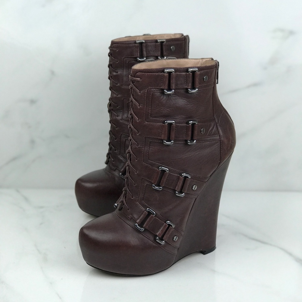 Alejandro Ingelmo Wine Burgundy Wedge Boots 39